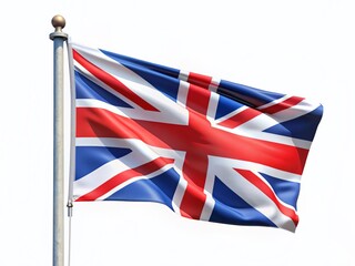 UK Flag, Union Jack, British Flag, National Pride, 3D Render, White Background, Isolated,  Patriotic Symbol