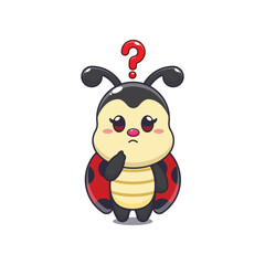 ladybug is confused. mascot cartoon character vector illustration.