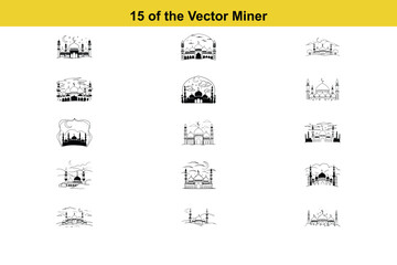 Islamic Mosque Silhouette Vector Pack,Highly Detailed Mosques