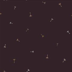 Seamless Dandelion Seeds Pattern on Dark Brown Background