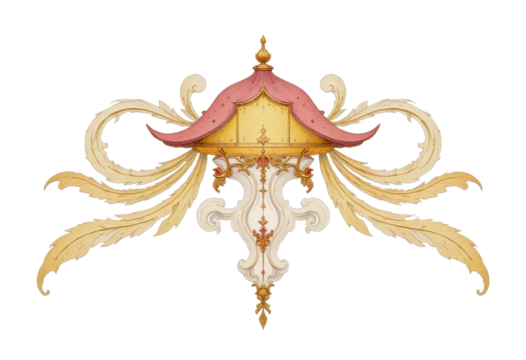 Ornate Baroque-Style Decorative Motif with Transparent Background