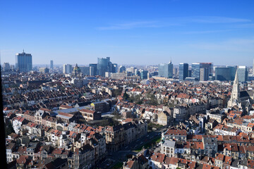 Aerial view on the north of Brussels by clear blue sky