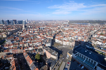 Naklejka premium Aerial view on the north of Brussels by clear blue sky