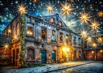 Fototapeta premium Urban Christmas Sparkle: Silver Starlit Night Photography