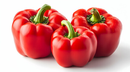 Fresh Red Bell Peppers on White Background for Culinary Use
