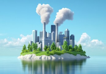 Fototapeta premium Urban Island Pollution Scene