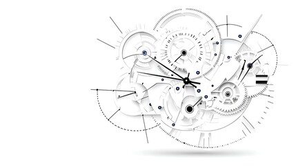 Abstract Clockwork Gears Mechanism White Timepiece Cogs Design Intricate Engineering Background