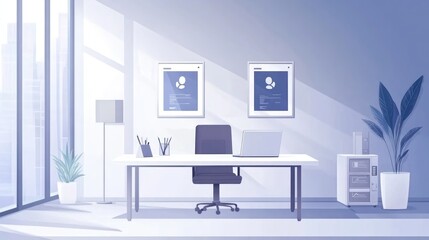 Fototapeta premium Modern office interior with city view (8)