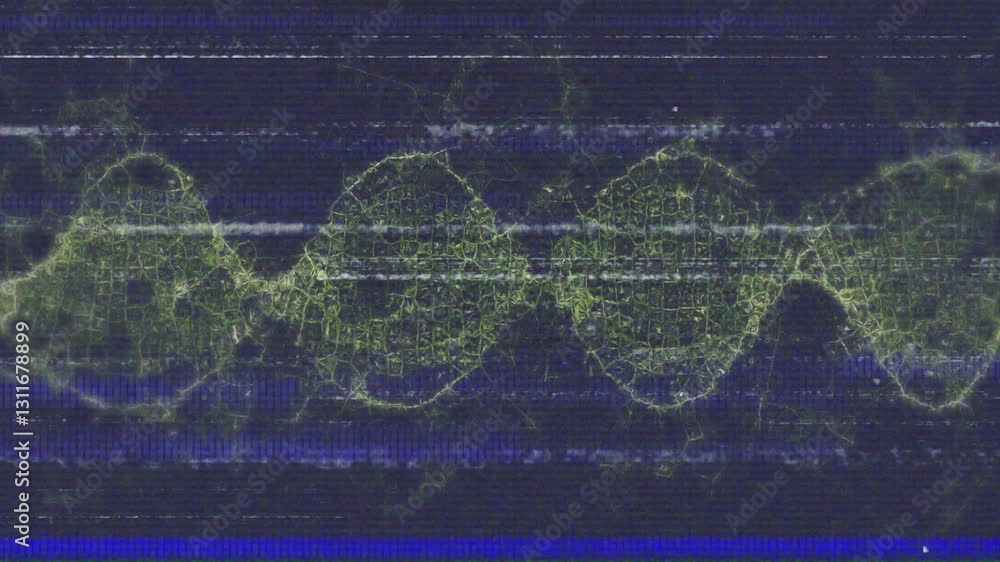 Aufkleber animation of glowing dna strand with digital network pattern on dark blue background