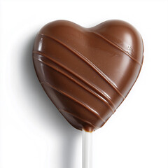 Obraz premium Heart-shaped chocolate lollipop isolated on white background 