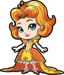 princess cartoon character sticker with nice dress places stock
