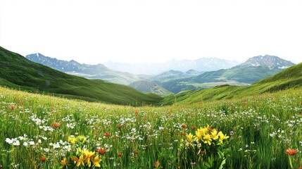 Obraz premium Generic Serene Mountain View Wildflowers Meadow Exquisite