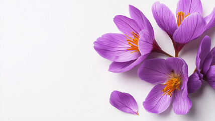 Obraz premium Purple saffron flower petals isolated on white background 