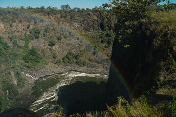 View of rainbow over the famous Victoria Falls, Zimbabwe and Zambia