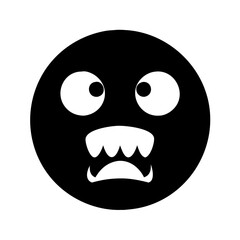 Fototapeta premium Scary black face with wide eyes and fangs