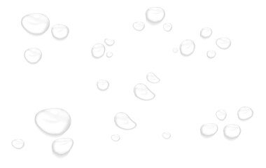 Vector water drop, drops, droplets. PNG drops, condensation on glass, on various surfaces. Realistic drops on a transparent background. Rain and dew