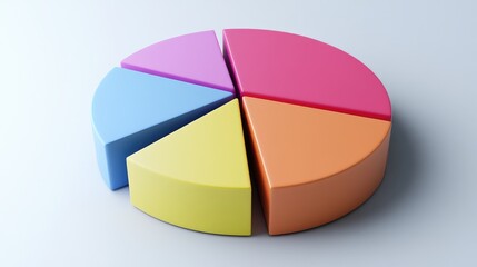 Obraz premium A pie chart with sections marked, showing business data with an empty space on the right to add text.
