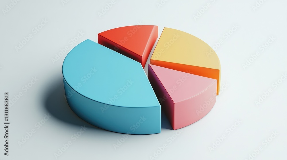 Poster a pie chart with sections marked, showing business data with an empty space on the right to add text