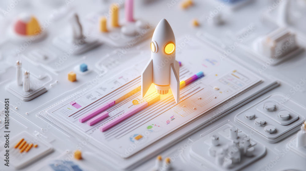 Aufkleber modern business roadmap featuring rocket launching, symbolizing growth and innovation. design includ
