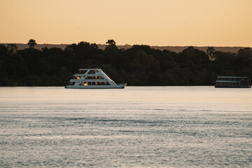 Tourists enjoying a cruise on the Zambezi River in Zimbabwe