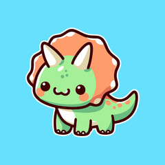 cute cartoon of dinosaur triceratops vector	
