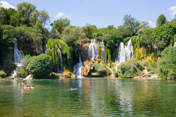 Kravitse waterfall is about 25 meters high, 40 kilometers south of Mostar.