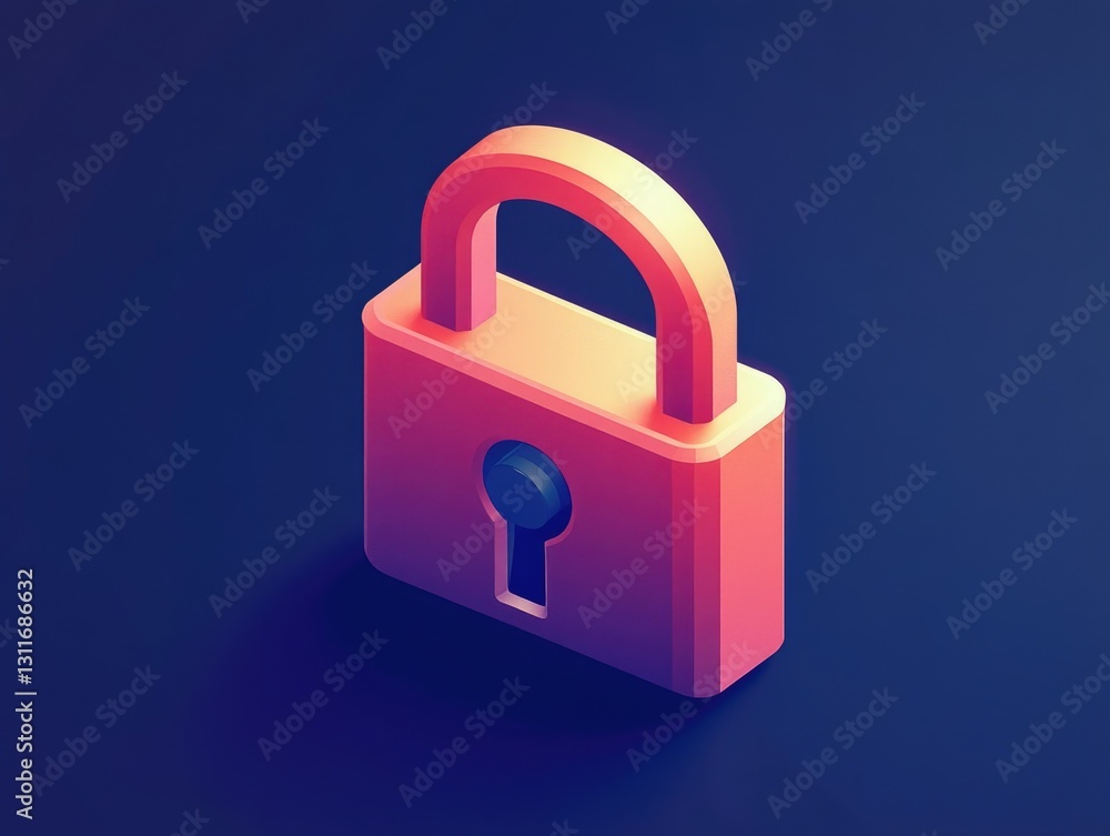Aufkleber 3d rendering of a digital lock with key, symbolizing security and protection for information.