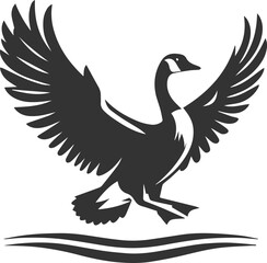 A goose landing with wings outstretched animal vector
