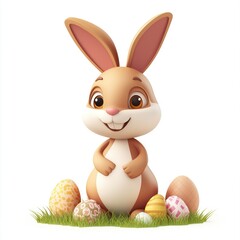 Playful flat vector 3D Easter bunny, ideal for creative Easter-themed projects.