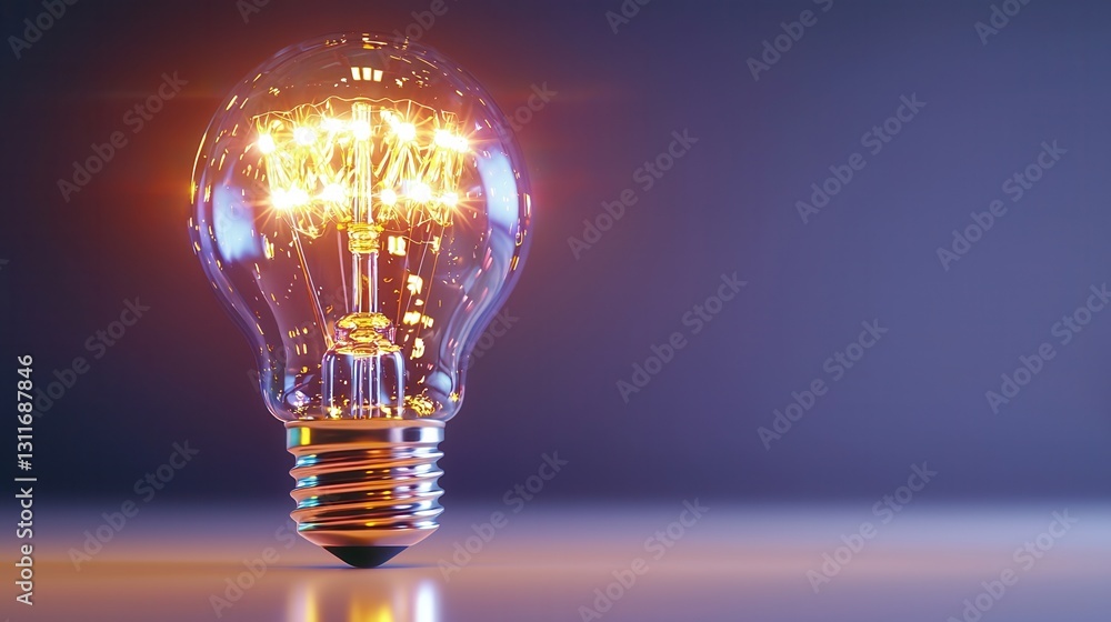 Aufkleber 3d visualization of a bright and glowing lightbulb on a clean and minimalist studio background this 