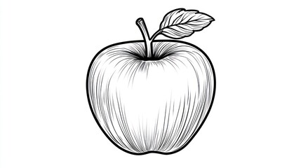 Simple Line Drawing of an Apple