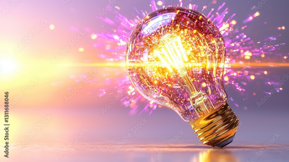 Poster a refined and futuristic 3d rendering of an illuminated glowing sphere representing innovation creat