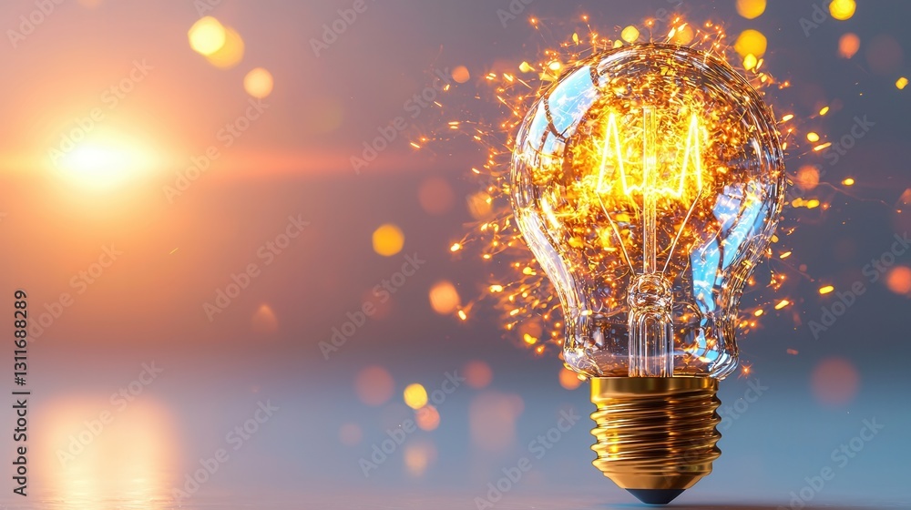 Poster glowing lightbulb sleek and elegant 3d rendering of an illuminating orb symbolizing innovation creat