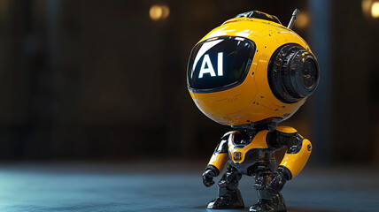 A yellow biorobot with the text "AI"