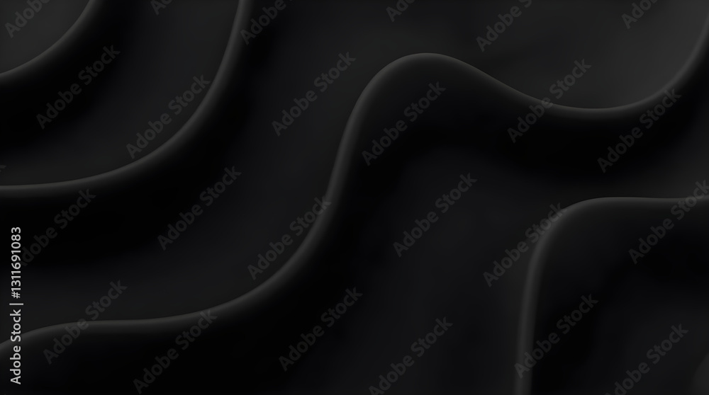 Poster seamless dark abstract wavy lines background - black texture with smooth curves and shadows - modern