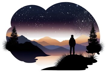 Fototapeta premium Nighttime Silhouette Against a Cosmic Backdrop
