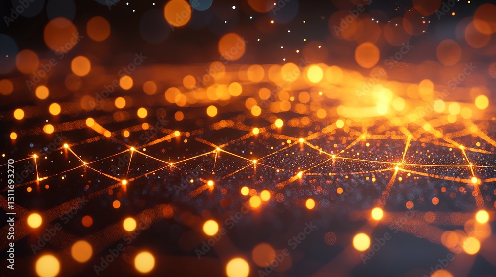 Poster bright glowing network design with vibrant lights and intricate patterns in a digital environment