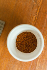 Barista preparing to test and inspecting the quality of coffee