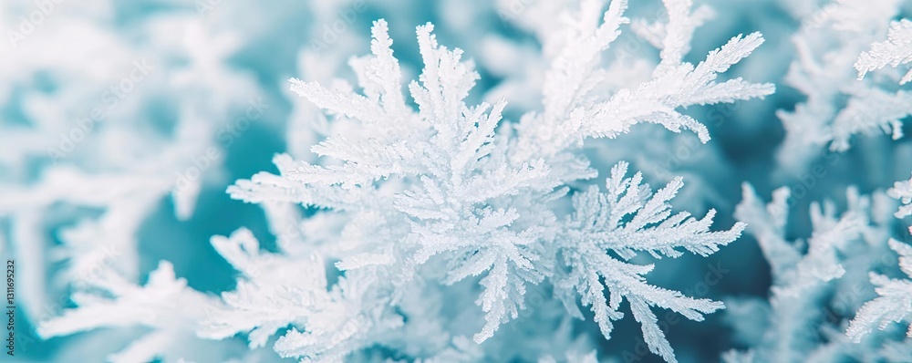 Poster iceberg melting idea. close-up of intricate snowflakes showcasing unique patterns and delicate beaut