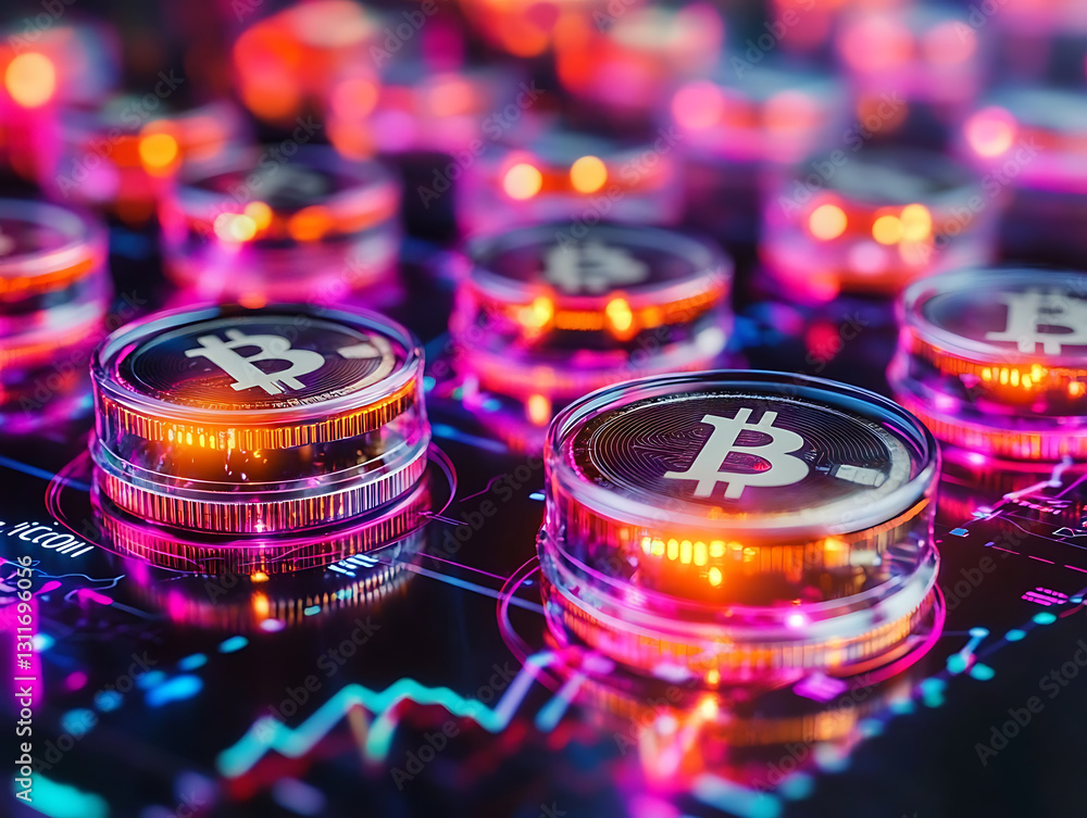 Poster cryptocurrency investment trends digital finance data visualization futuristic environment close-up 