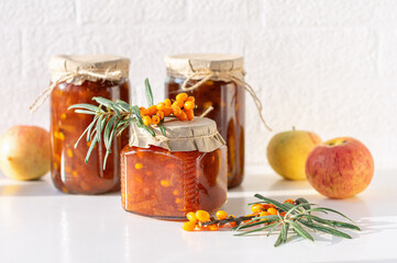 Buckthorn and Apple Jam with Fresh Fruits