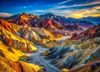 Vibrant Death Valley Ravine: Artist's Palette Vintage Landscape