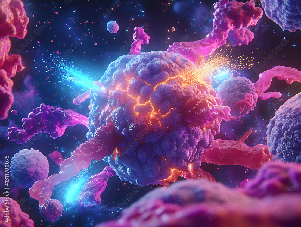Aufkleber vibrant cellular activity microscopic level digital art abstract environment close-up view science c