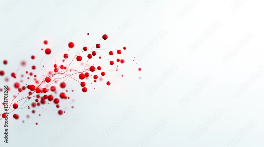 Poster abstract red dots and spheres on light background for visual design