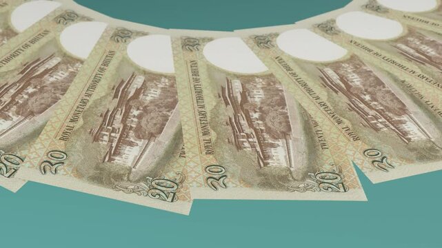 Classy Looping Design 20 Ngultrum Curency of Bhutan