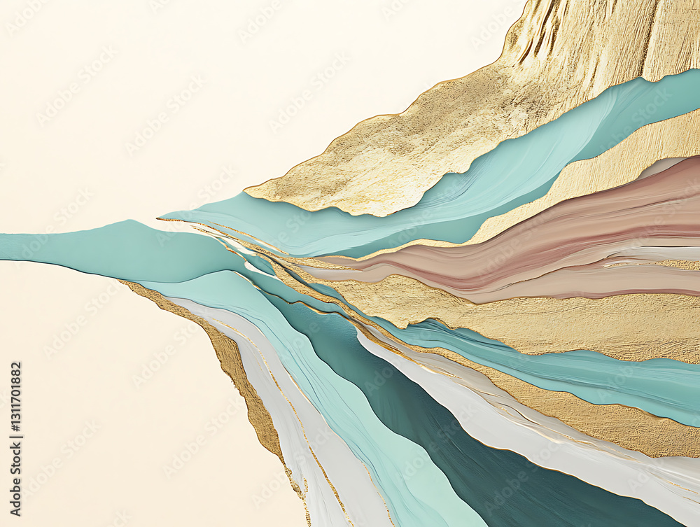 Poster flowing abstract landscape art digital creation colorful waves minimalist environment artistic viewp