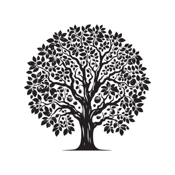 recommend clip art: Black Walnut Tree Vector - Silhouette of Black Walnut tree - Tree art - Tree Design - Black Walnut Tree Illustration.