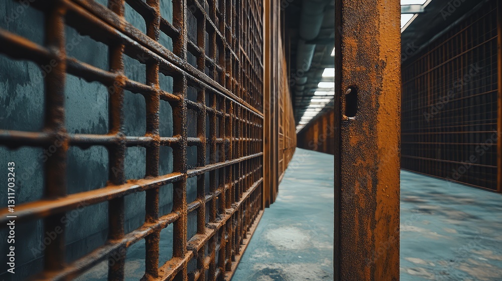 Poster metal wire mesh with intersecting lines, creating a visually strong and rigid industrial pattern.