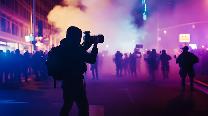 Photographer Night Protest