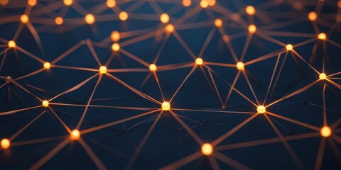 A vibrant network of glowing nodes interconnected by thin lines against a dark background, symbolizing technology and connectivity.